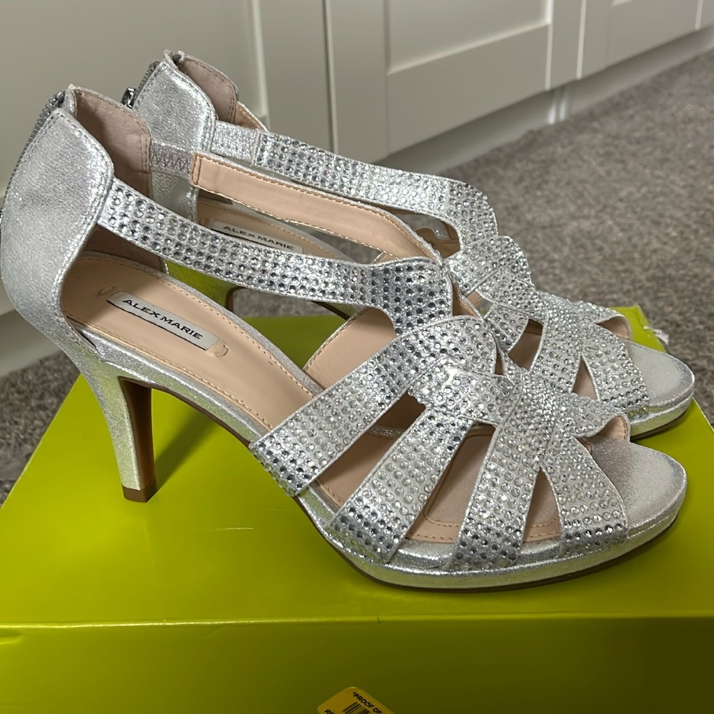 NBW Alex Marie Silver sequin heel